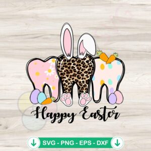 Happy Easter Dentist Floral Leopard Tooth SVG cutting file